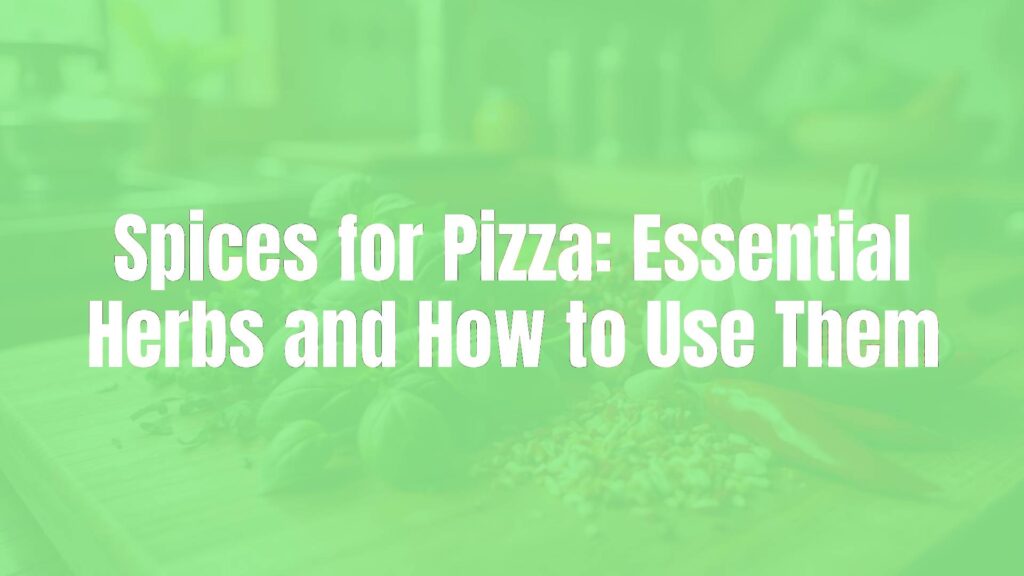 Assortment of fresh pizza spices including oregano, basil, garlic, and chili flakes on wooden cutting board, rustic Italian kitchen setting, warm lighting, realistic.