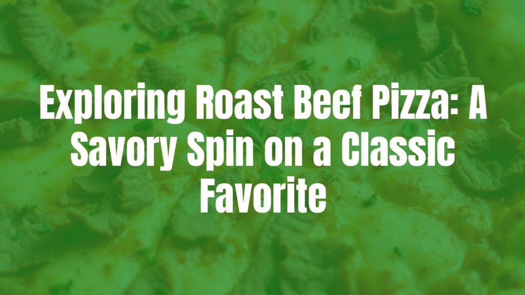 A delicious roast beef pizza with thinly sliced meat, melted cheese, and a golden crust, close-up, food photography style, appetizing and vibrant.