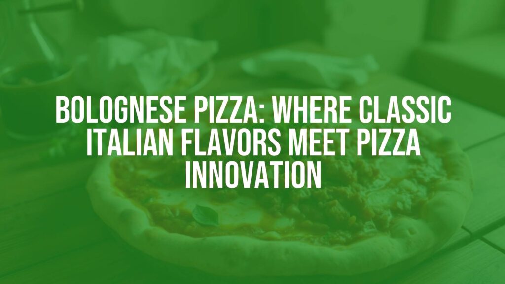 A delicious Bolognese pizza on a wooden table, rich meaty sauce with melted cheese, crispy crust, fresh herbs on top, rustic Italian vibe, warm lighting, realistic.