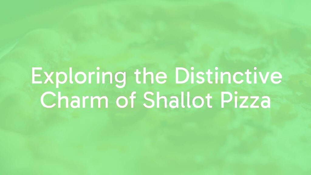 Delicious shallot pizza with golden crust, melted cheese, and caramelized shallots, close-up shot, food photography style, warm lighting.