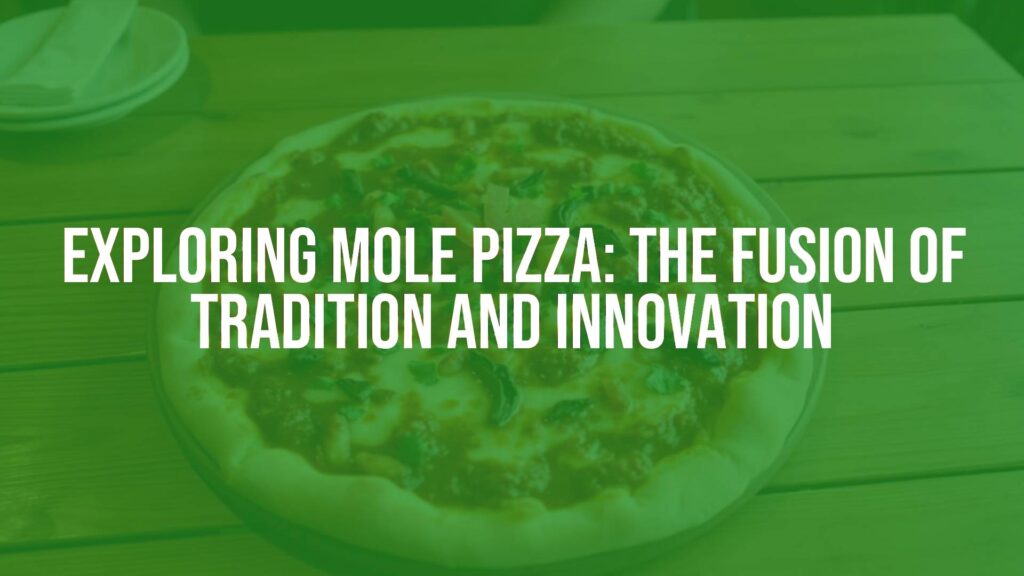 A delicious mole pizza on a wooden table, topped with melted cheese and colorful ingredients, rustic Mexican-Italian fusion, warm lighting, realistic.
